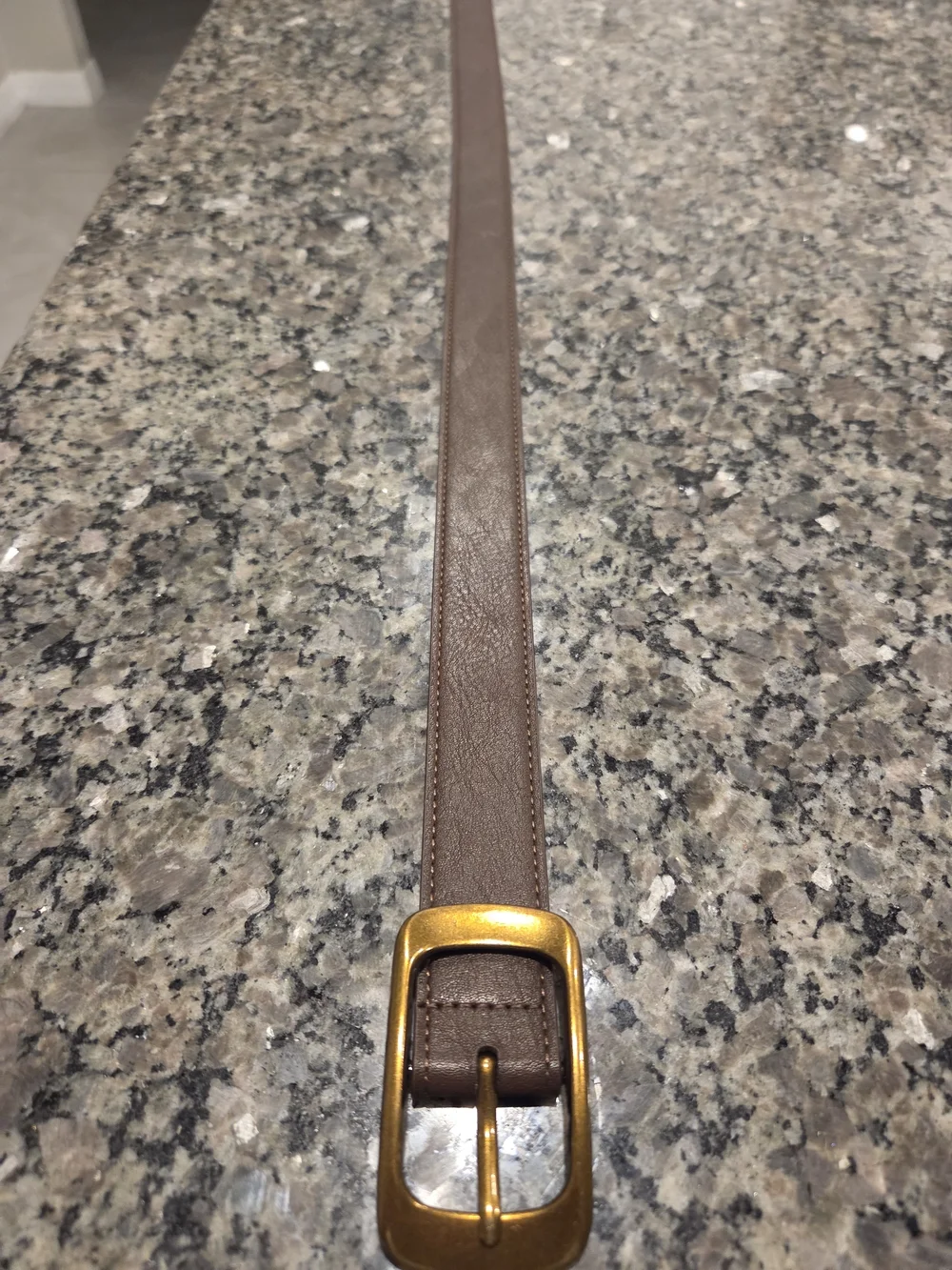 Brown Leather Women’s Belt with Gold Buckle - 43